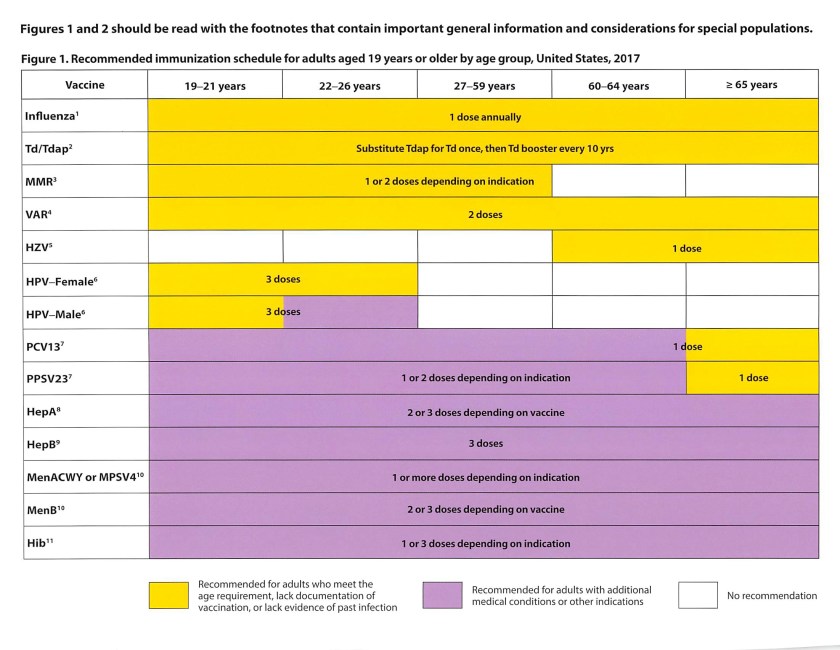recommended vaccines for adults