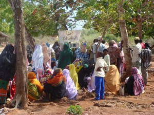 group of people sitting under a tree