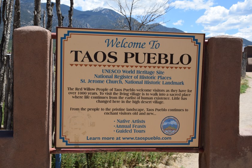 sign Welcome to Taos Pueblo