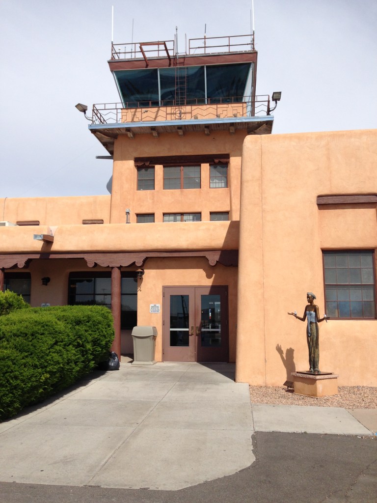 the Taos New Mexico airport terminal, an adobe building