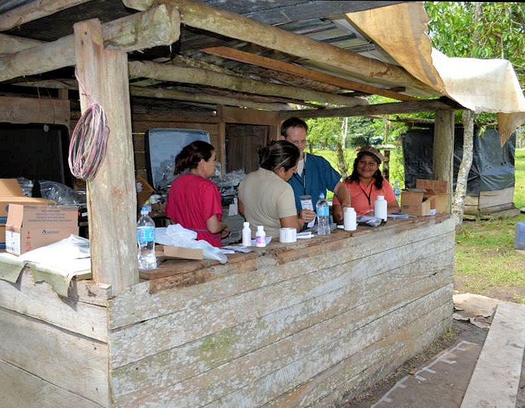 a makeshift pharmacy at a rural clinic