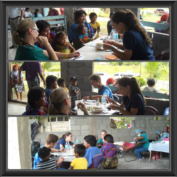 collage of nurses working with patients in a mission clinic