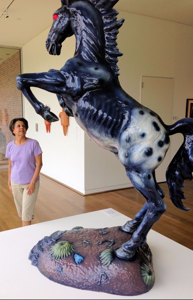 a rearing horse statue