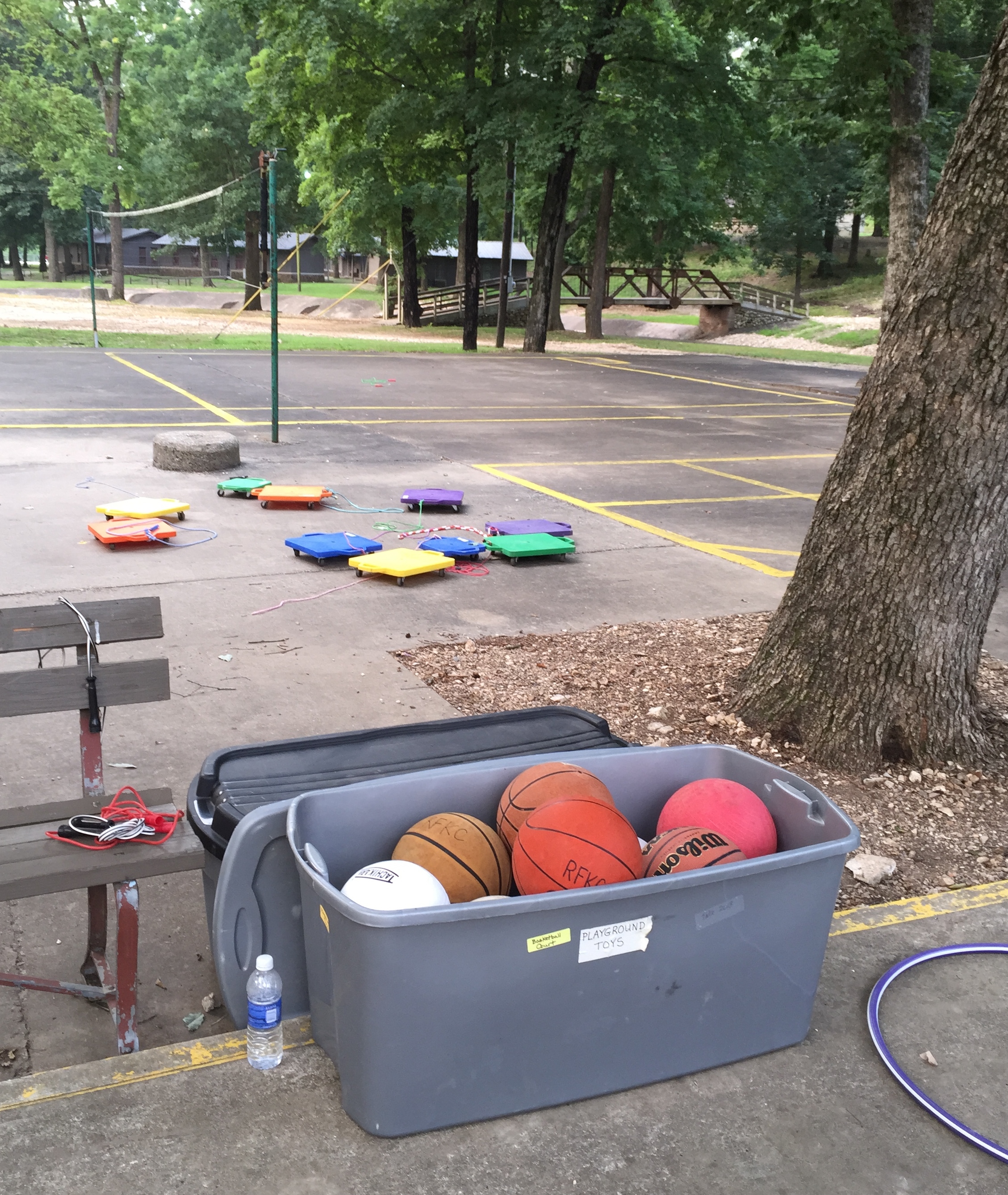 basketballs and volleyball court