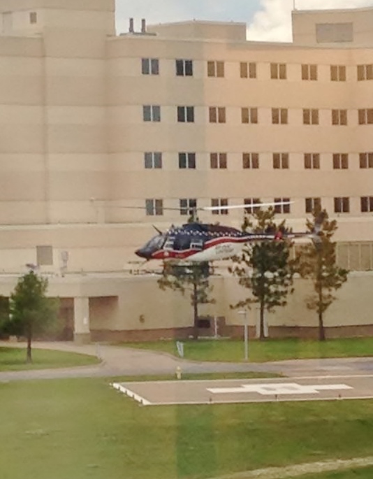 air ambulance landing at a hospital