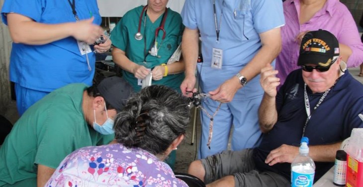 While on a mission trip to Panama, my husband had a near emergency when a board flew into his leg causing a deep gash; our medical team members took care of the injury right on the clinic site, and he recovered without permanent damage