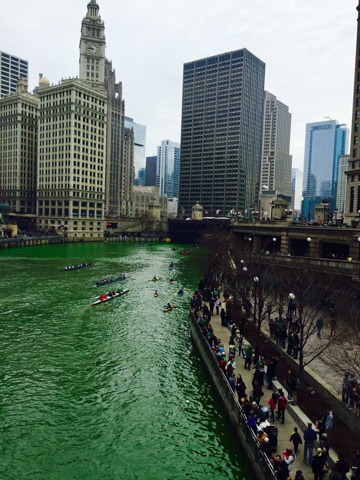 The Chicago River is green on St. Patrick's Day 