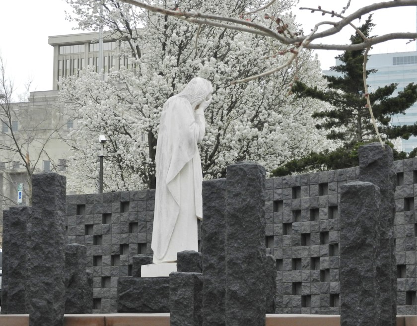 statue of Christ with head bowed