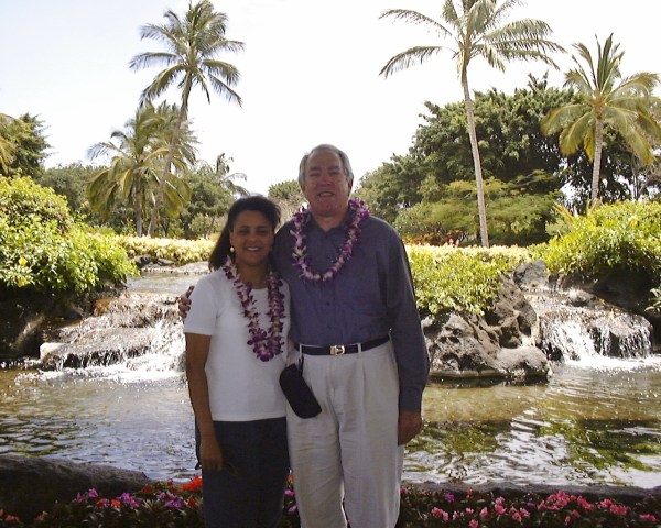 couple , flowers, waterfall