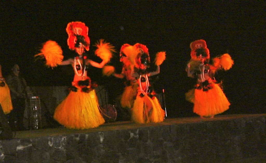 dancers in grass skirts-Hawaii