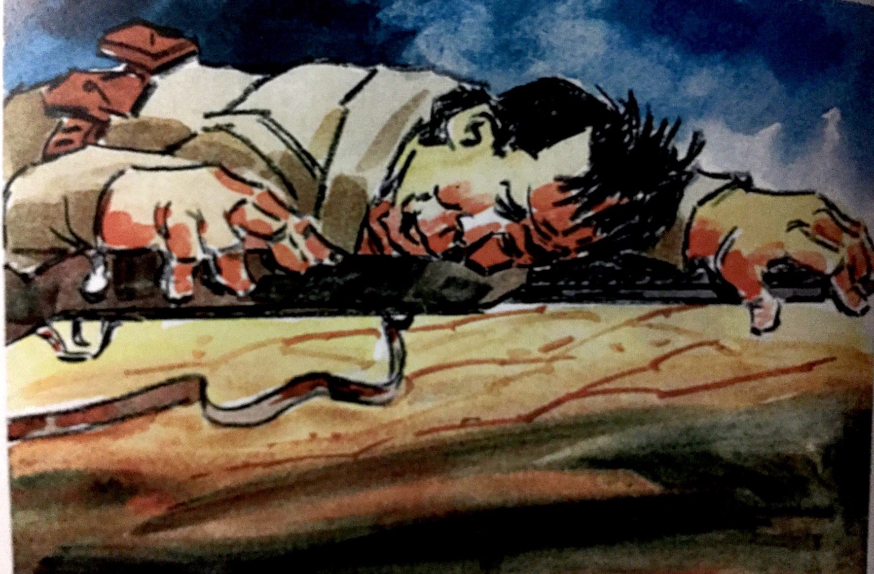 SOLDIER LYING ON THE GROUND