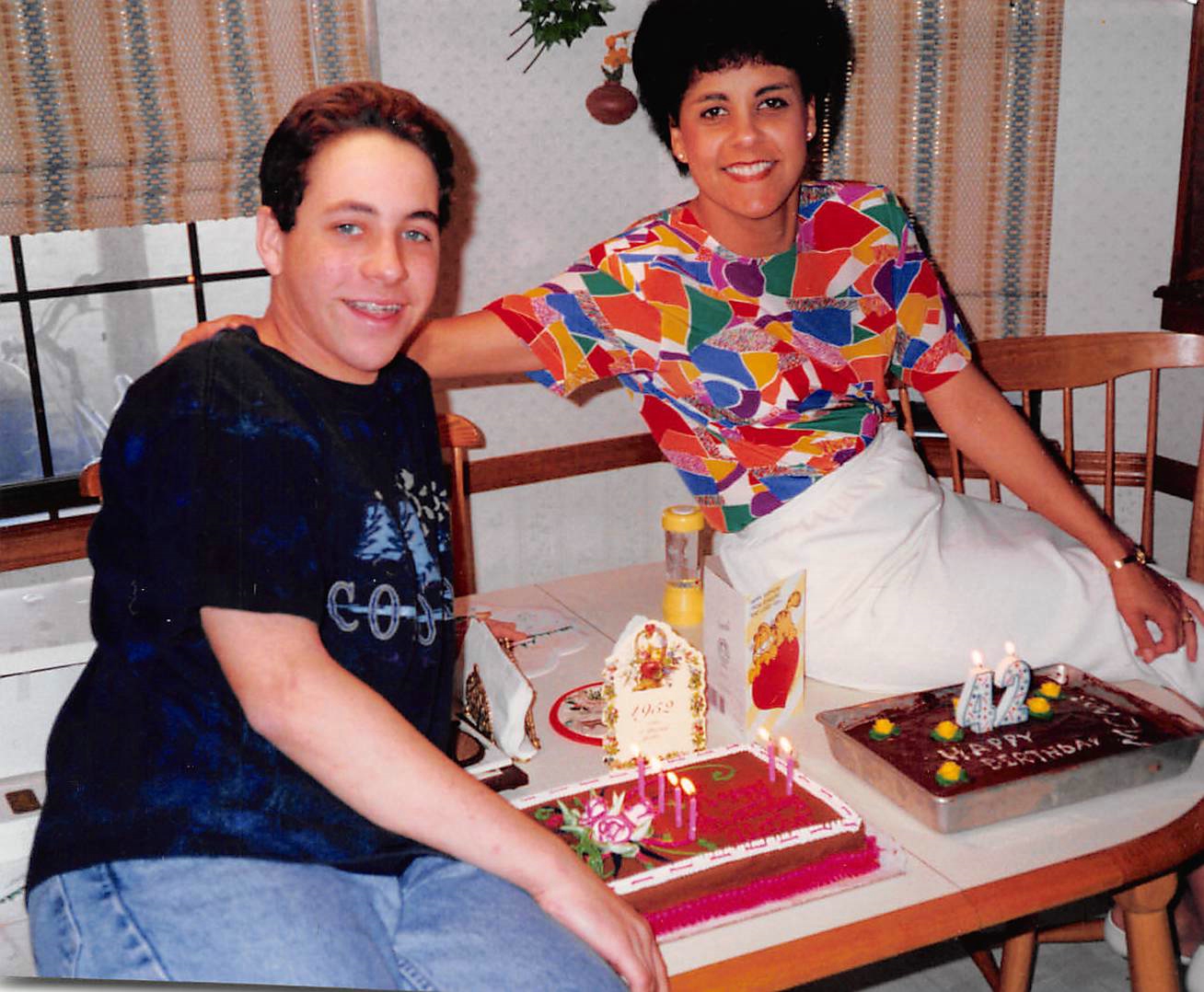 boy and woman with birthday cakes