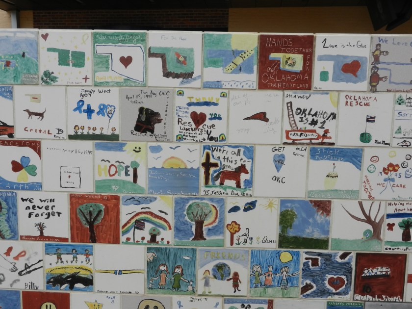 colorful painted tiles displayed on wall