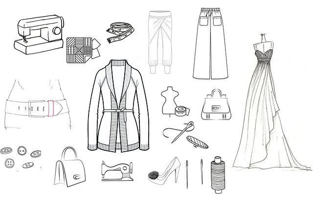 sketch of clothes, shoes, pants