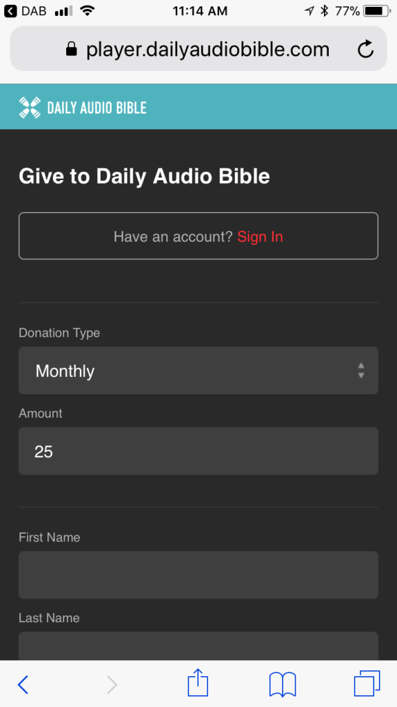 Give to Daily Audio Bible