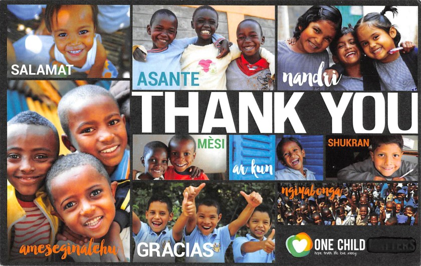 pictures of children from various countries with the logo ONE CHILD