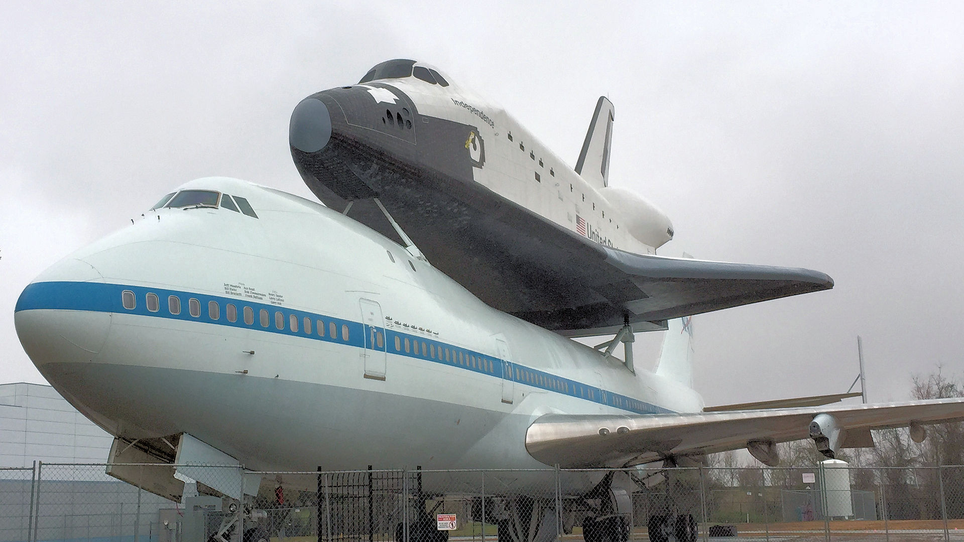 Independence, a space shuttle replica, on display at NASA in Houston, TX
