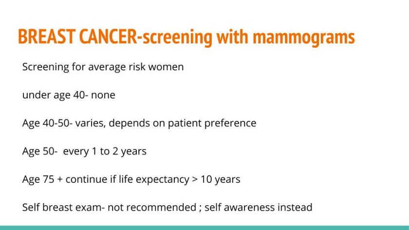 breast cancer screening with mammograms