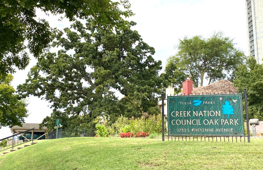 Thehistoric oak tree at Creek Nation Council Oak Park