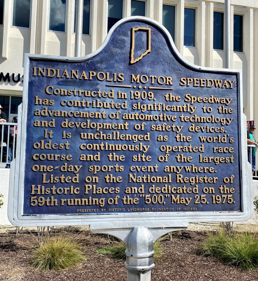 a sign reading INDIANAPOLIS MOTOR SPEEDWAY