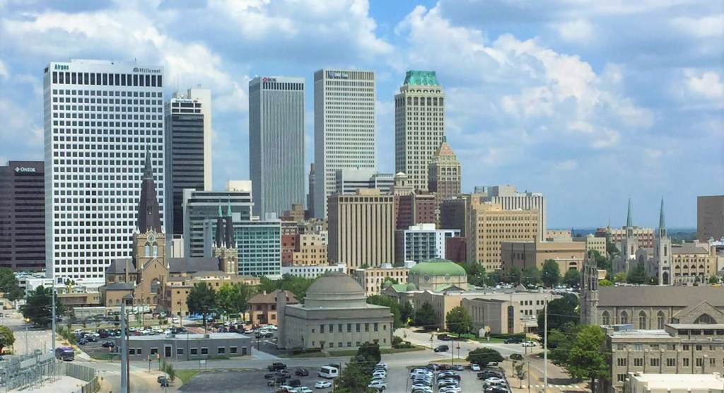 downtown Tulsa Oklahoma featuring iconic churches